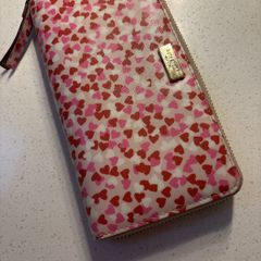 Kate Spade wallet with Pink / Red Hearts Pattern Zip Around Wallet