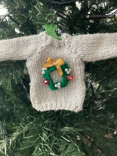 Handknit mini jumpers Xmas tree decorations