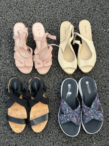 4-Pair Bundle of Ladies Summer Sandals (Wedges and Flat)