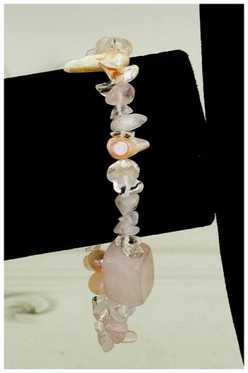 Vintage Two Strand Natural Rose Quartz Necklace & Bracelet