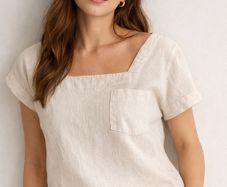 Square-Neck Linen Tank Top/XS