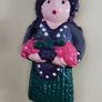 Vintage MARION ARISTEDOU MGA Cyprus Ceramic Clay Figurine or Doll or Wallhanging Image 4
