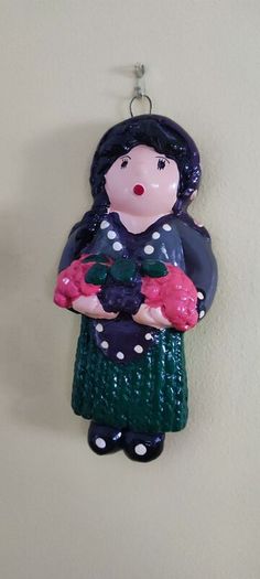 Vintage MARION ARISTEDOU MGA Cyprus Ceramic Clay Figurine or Doll or Wallhanging