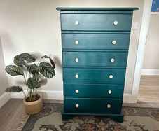 Solid Pine Chest of Drawers, Emerald Green