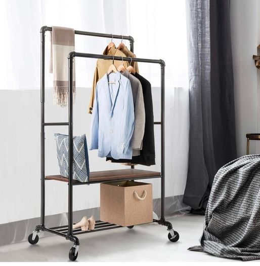 Iron clothes rail/shelf on wheels