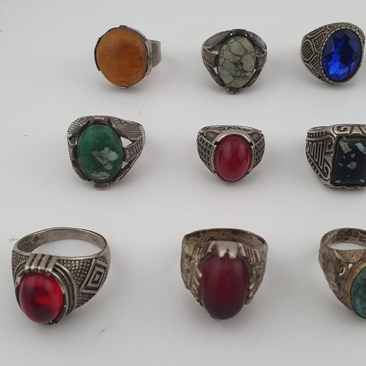 Traditional Ring Collection Lot of 15 Rustic Brass Jewellery Pieces