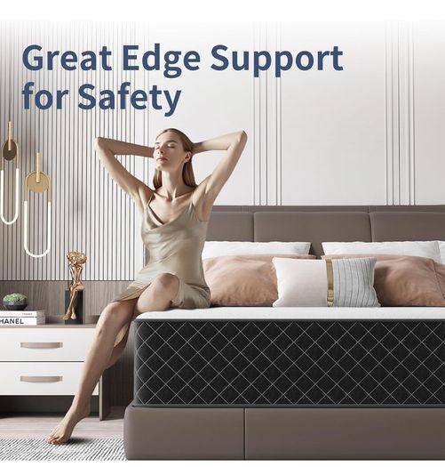 Single Mattress, 10 Inch Hybrid Mattress with Breathable Foam and Individually Pocket Spring