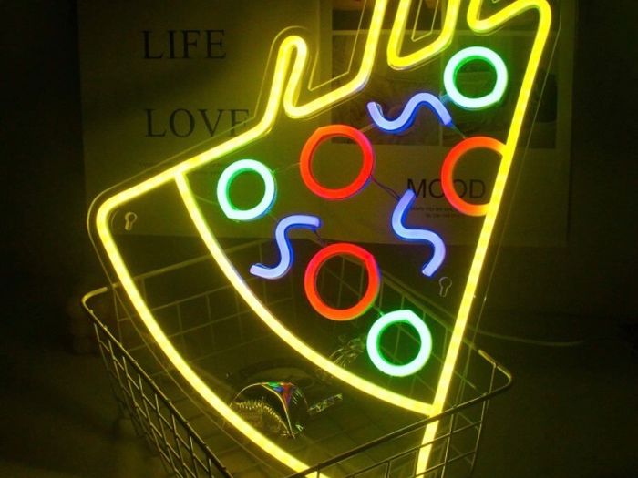 Pizza Neon Light Acrylic Led Sign Food Shape Neon Signs for Wall