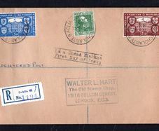 1949 Ireland Anniversary of the Death of James Clarence Mangan Commemorative Stamp First Day Registered Plain Cover (FDC) with Faiche an Cholaiste (College Green, Dublin) cancel also with Republic of Ireland International Recognition of the Republic stamp