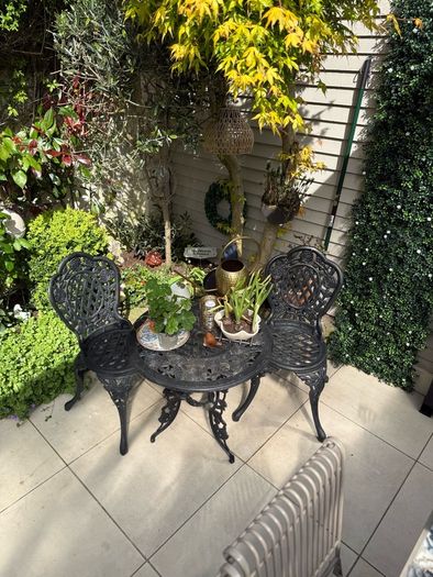 Vintage Cast Iron Garden Bistro Set - Table & 2 Chairs