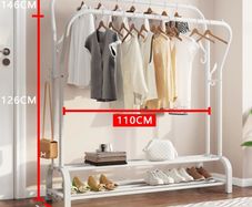 Metal Double Rail Clothes Garment Rack & Shelves NEW