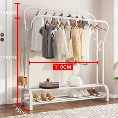 Metal Double Rail Clothes Garment Rack & Shelves NEW