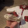 white and tartan babygro with matching hat Image 3