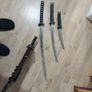 Stunning 3-Piece Japanese Samurai Sword Set with Display Stand Image 3