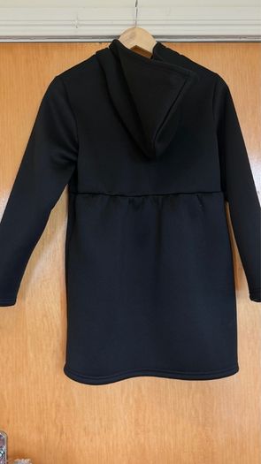 Girls' Black Hooded Double-Breasted Coat (Age 10-11)