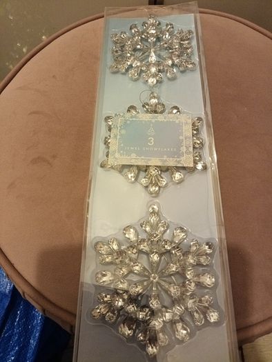 3 x jewel christmas snowflake hanging decorations