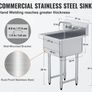 Stainless Steel Commercial Utility Sink with Faucet & Legs, Single Bowl Freestanding Prep Sink Image 2