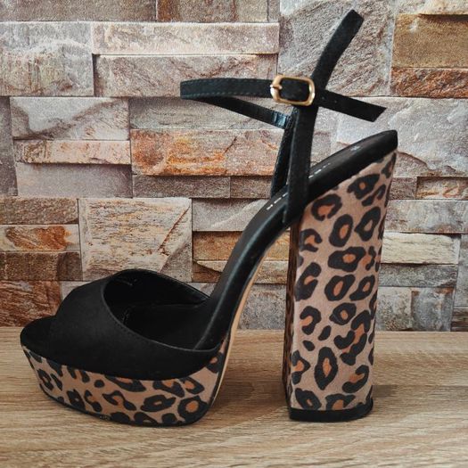Leopard Print Suede Block Heel Platform Sandals, NEW LOOK