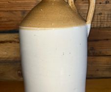 antique two toned stoneware flagon