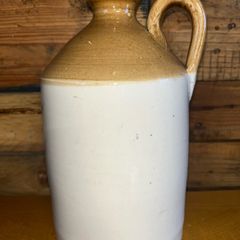 antique two toned stoneware flagon