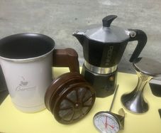 Complete stovetop coffee setup