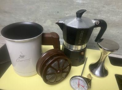 Complete stovetop coffee setup