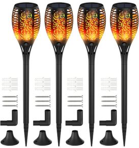 Solar Lights Outdoor Garden, 4 Pack 33LED Waterproof Solar Flickering Dancing Flame Pathway Lights, Dusk to Dawn Auto On and Off for Garden Patio Deck Yard Driveway Pathway (FREE POSTAGE)