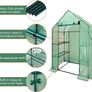 FREE EXPRESS SHIPPING Walk In Greenhouse With Shelves,Walk-In Plant Green House With Durable Green PE Cover, 3 Tiers 6 Shelves Stands with Ground Pegs & Ropes for Stability, 143x73x195cm Image 5