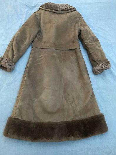 Vintage Ladies Mocklers Genuine Leather Shearling Nor'Easter Long Coat Size UK 8