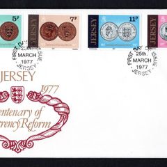 1977 Jersey Centenary of Currency Reform Commemorative Stamps First Day Cover (FDC)