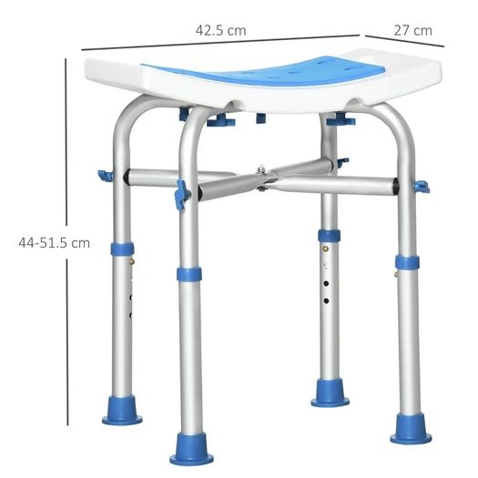 NEW SALE | Bath Stool for Seniors, Adjustable Padded Shower Stool with Built-in Handle Non-slip Suction Foot Pads Blue