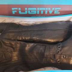 RRP 160 Eur French Design Real Leather Ladies Tall boots noir black perforated Fugitive new boxed size 5 LAST PAIR LEFT