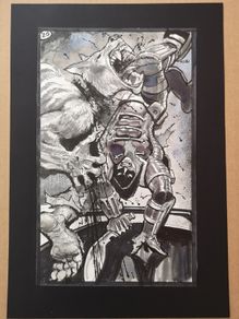 Simon Bisley original comic art Tower Chronicles Full Splash page Werewolf Fight