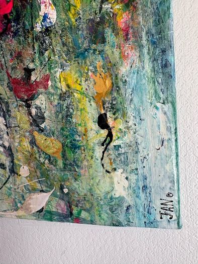Clearance - Original Painting Original Floral in Abstract Landscape Pondscape Irish Art