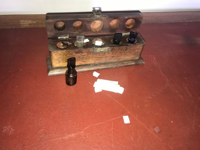 Antique Wooden Box - Perfume Bottles ??