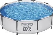 MAX Steel Pro Round Frame Swimming Pool with Filter Pump, Grey, 10 ft, 305 x 305 x 76 cm (FREE POSTAGE)