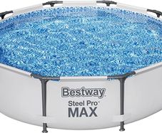 MAX Steel Pro Round Frame Swimming Pool with Filter Pump, Grey, 10 ft, 305 x 305 x 76 cm (FREE POSTAGE)