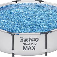 MAX Steel Pro Round Frame Swimming Pool with Filter Pump, Grey, 10 ft, 305 x 305 x 76 cm (FREE POSTAGE)