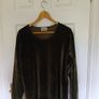 Plush Velvet-Effect Long Sleeve Top by Address | Rich Moss Green | Size 18 with matching necklace. Image 3