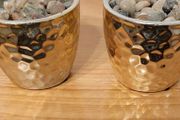 Matching vases with stone &amp; oasis foam.