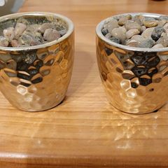 Matching vases with stone & oasis foam.