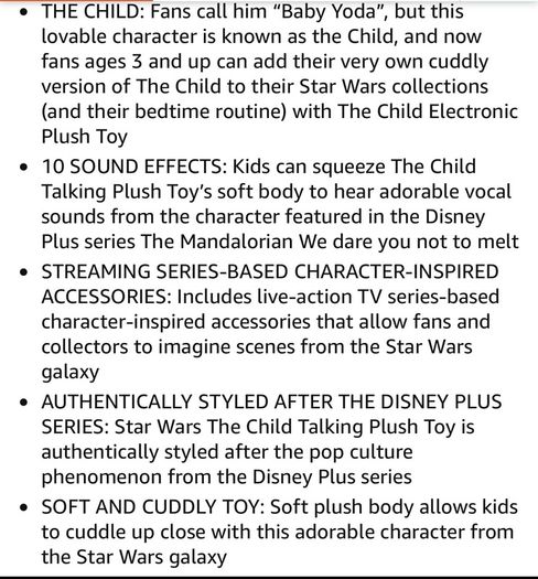 Star Wars The Child Talking Plush Toy with 10 Sounds, The Mandalorian