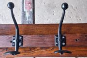 Oak and Iron Antique Coat Hang set of 4 hooks Original to go on the wall or back of door very solid