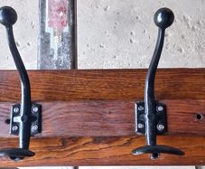 Oak and Iron Antique Coat Hang set of 4 hooks Original to go on the wall or back of door very solid