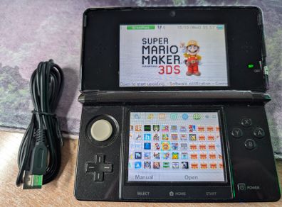 Nintendo 3DS handheld console - black, modded