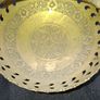 Beautiful Old Brass Trinket Basket featuring a swing handle, pierced shaped cutouts along the scalloped edge, and an engraved floral pattern, Postage Available Image 2