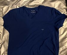Armani Eagle Stretch Cotton V-Neck T Shirt, Marine, SIZE XL BRAND NEW