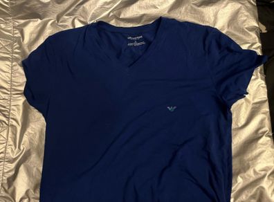Armani Eagle Stretch Cotton V-Neck T Shirt, Marine, SIZE XL BRAND NEW