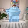 Blue and white striped ladies' cotton T-shirt from Dunne Stores Image 2