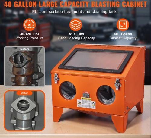 151.4 L Sandblasting Cabinet Benchtop Cabinet with Blasting Gun 4 Nozzle